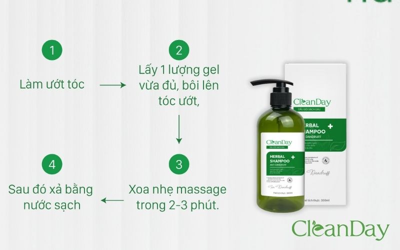 Hướng dẫn chi tiết sử dụng dầu gội thảo dược Cleanday