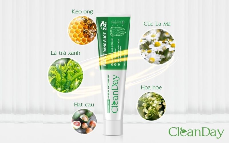 Thành phần kem đánh răng cleanday với chiết xuất từ nguồn nguyên liệu thiên nhiên lành tính