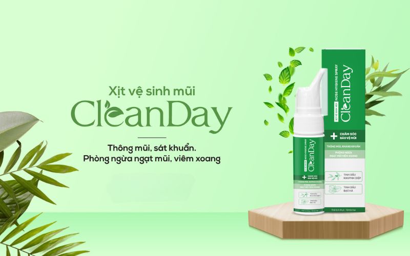 Xịt mũi CleanDay - thông mũi, sát khuẩn - phòng ngừa viêm mui, viêm xoang